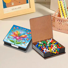 Load image into Gallery viewer, Leather Flowers Diamond Painting Notecard Box Rhinestones Post It Dispenser
