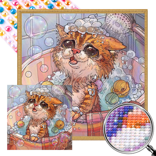 AB Diamond Painting - Full Round - Bathing Kitten (40*40CM)