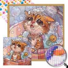 Load image into Gallery viewer, AB Diamond Painting - Full Round - Bathing Kitten (40*40CM)
