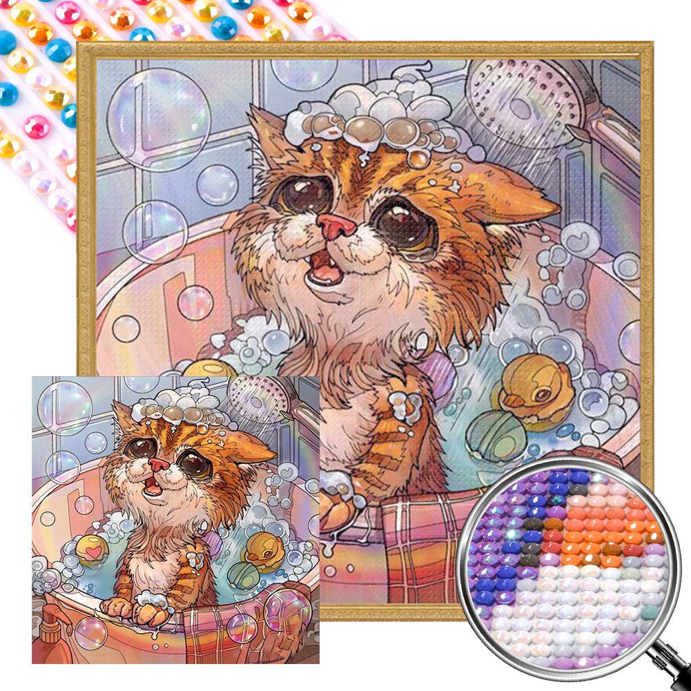 AB Diamond Painting - Full Round - Bathing Kitten (40*40CM)