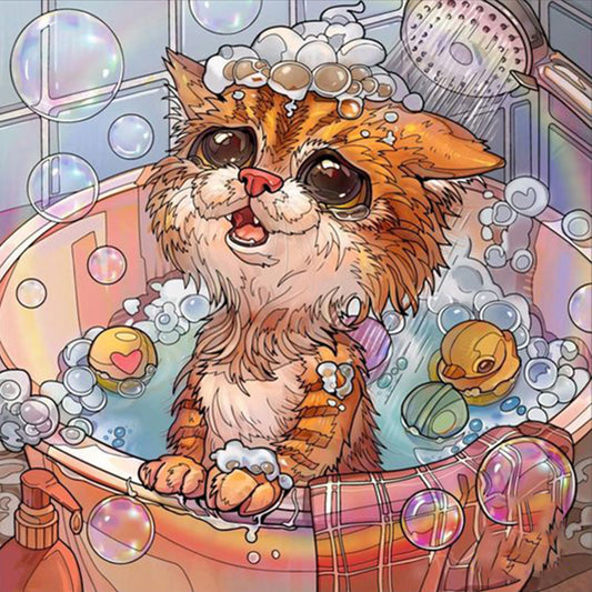 AB Diamond Painting - Full Round - Bathing Kitten (40*40CM)