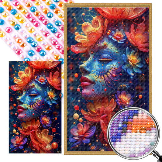 AB Diamond Painting - Full Round - Mysterious Flower Girl (40*70CM)
