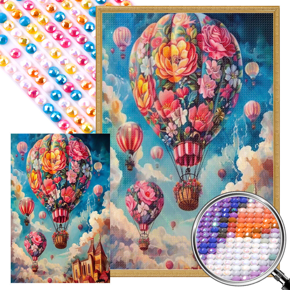 AB Diamond Painting - Full Round - Flower Balloon In The Sky (40*60CM)