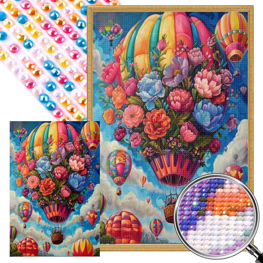 AB Diamond Painting - Full Round - Flower Balloon In The Sky (40*60CM)