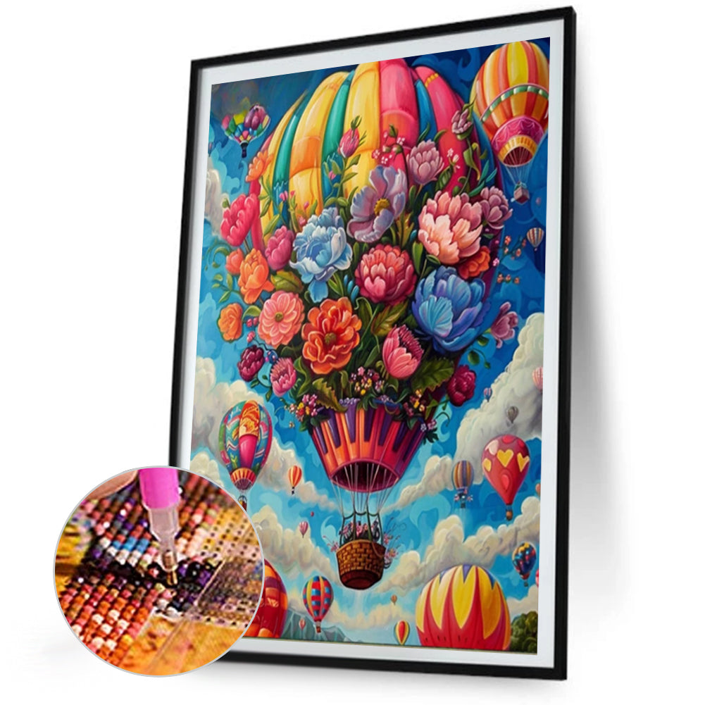 AB Diamond Painting - Full Round - Flower Balloon In The Sky (40*60CM)