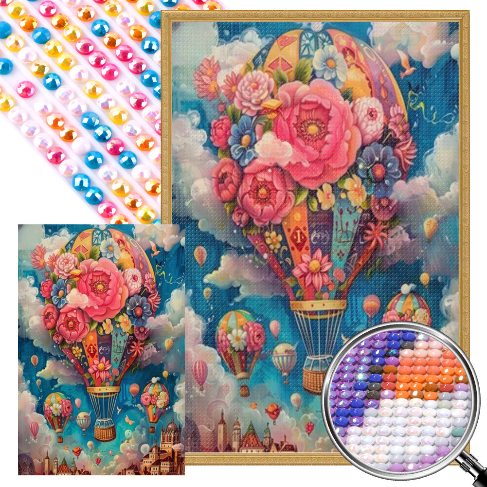 AB Diamond Painting - Full Round - Flower Balloon In The Sky (40*60CM)