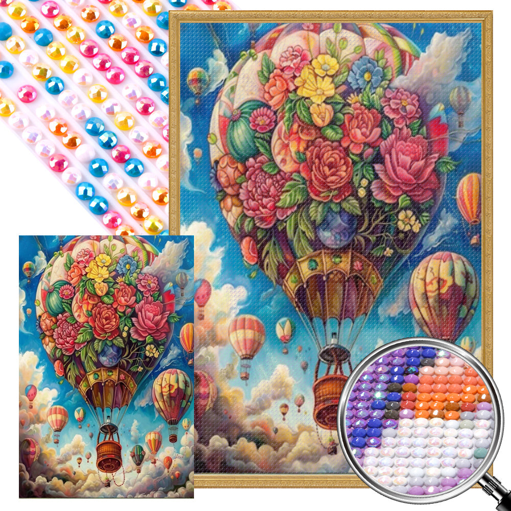AB Diamond Painting - Full Round - Flower Balloon In The Sky (40*60CM)