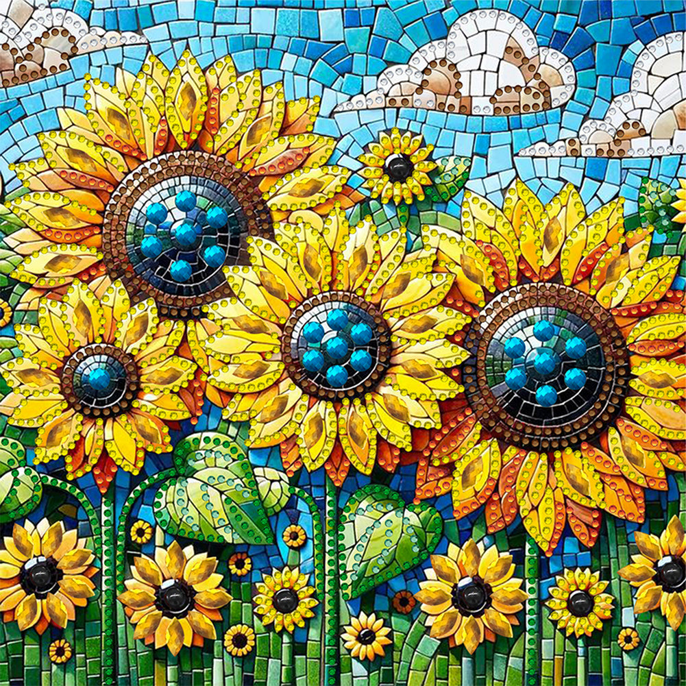Diamond Painting - Partial Special Shaped - Sunflower Flowers (30*30CM)