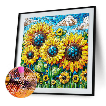 Diamond Painting - Partial Special Shaped - Sunflower Flowers (30*30CM)