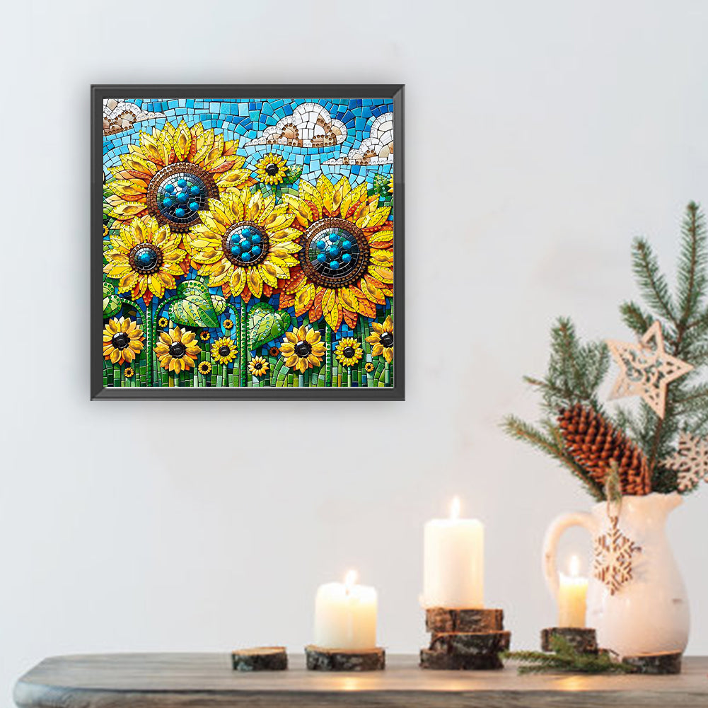 Diamond Painting - Partial Special Shaped - Sunflower Flowers (30*30CM)