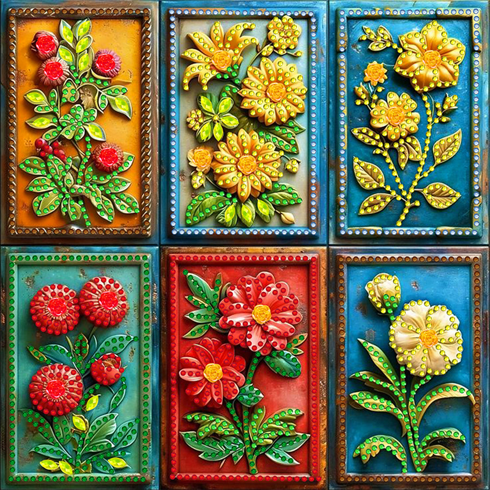Diamond Painting - Partial Special Shaped - Flower Blocks (30*30CM)