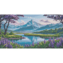 Load image into Gallery viewer, Diamond Painting - Full Round - Purple Flower Mountains And Rivers (40*70CM)
