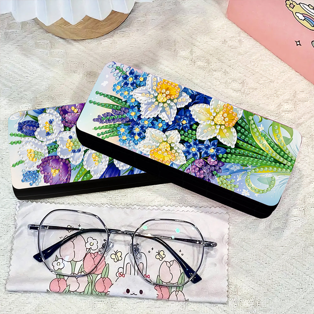 Feather Diamond Painting Eyeglasses Case Glasses Storage Case for Friends Gift