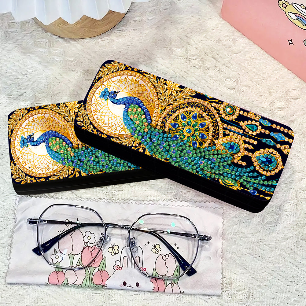 Feather Diamond Painting Eyeglasses Case Glasses Storage Case for Friends Gift