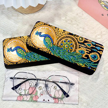 Feather Diamond Painting Eyeglasses Case Glasses Storage Case for Friends Gift