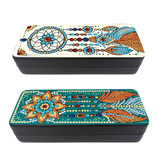 Feather Diamond Painting Eyeglasses Case Glasses Storage Case for Friends Gift