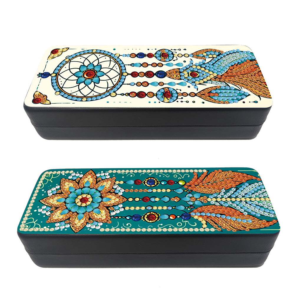 Feather Diamond Painting Eyeglasses Case Glasses Storage Case for Friends Gift
