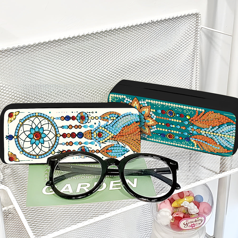 Feather Diamond Painting Eyeglasses Case Glasses Storage Case for Friends Gift