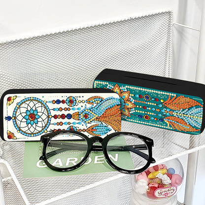 Feather Diamond Painting Eyeglasses Case Glasses Storage Case for Friends Gift
