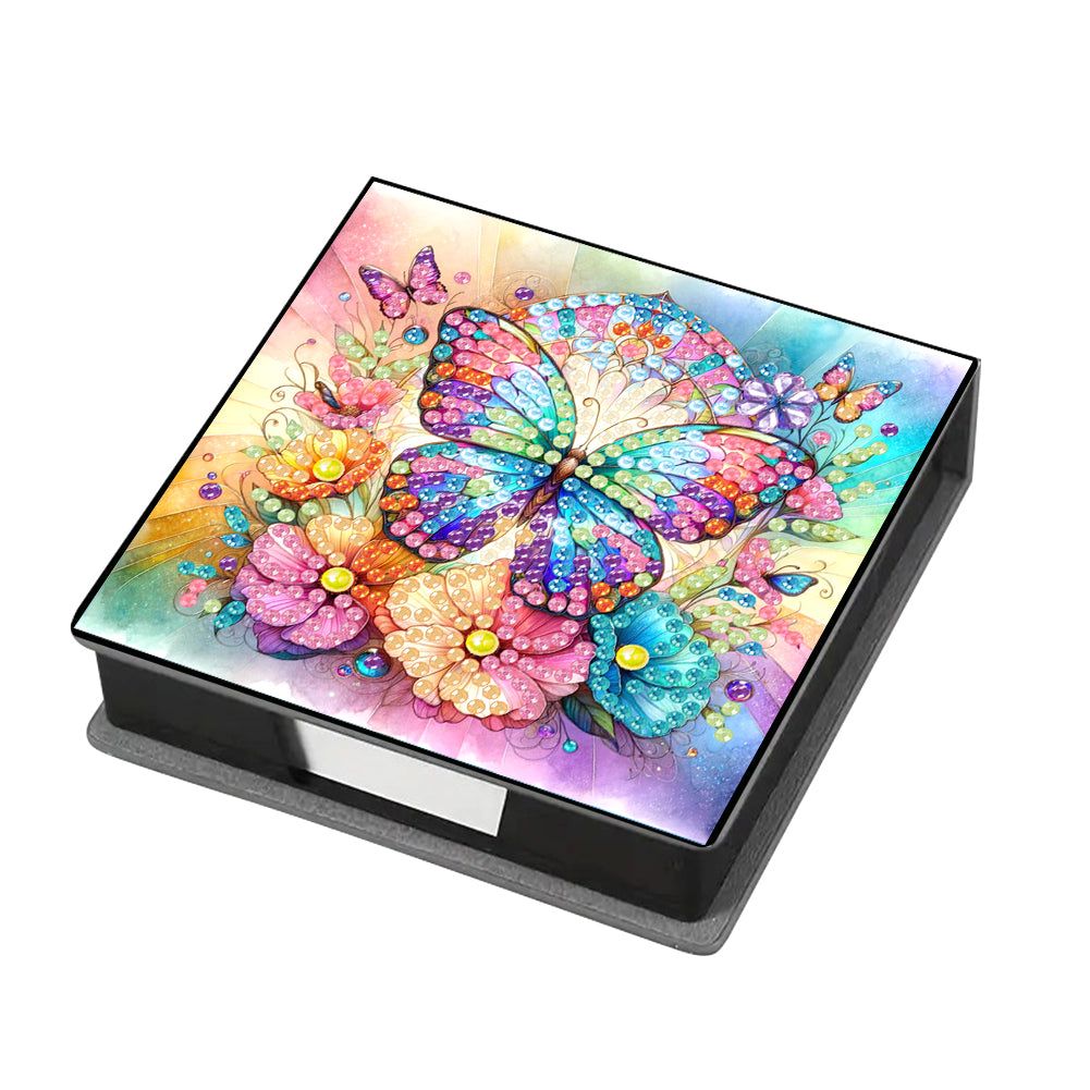 Butterfly Leather Diamond Art Note Box with 160 Sheets of Paper for Beginners