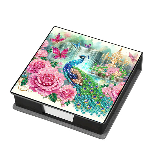 Peacock Leather Diamond Art Note Box with 160 Sheets of Paper for Beginners