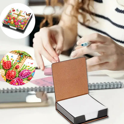 Cross Leather Diamond Art Note Box with 160 Sheets of Paper for Adults Beginners