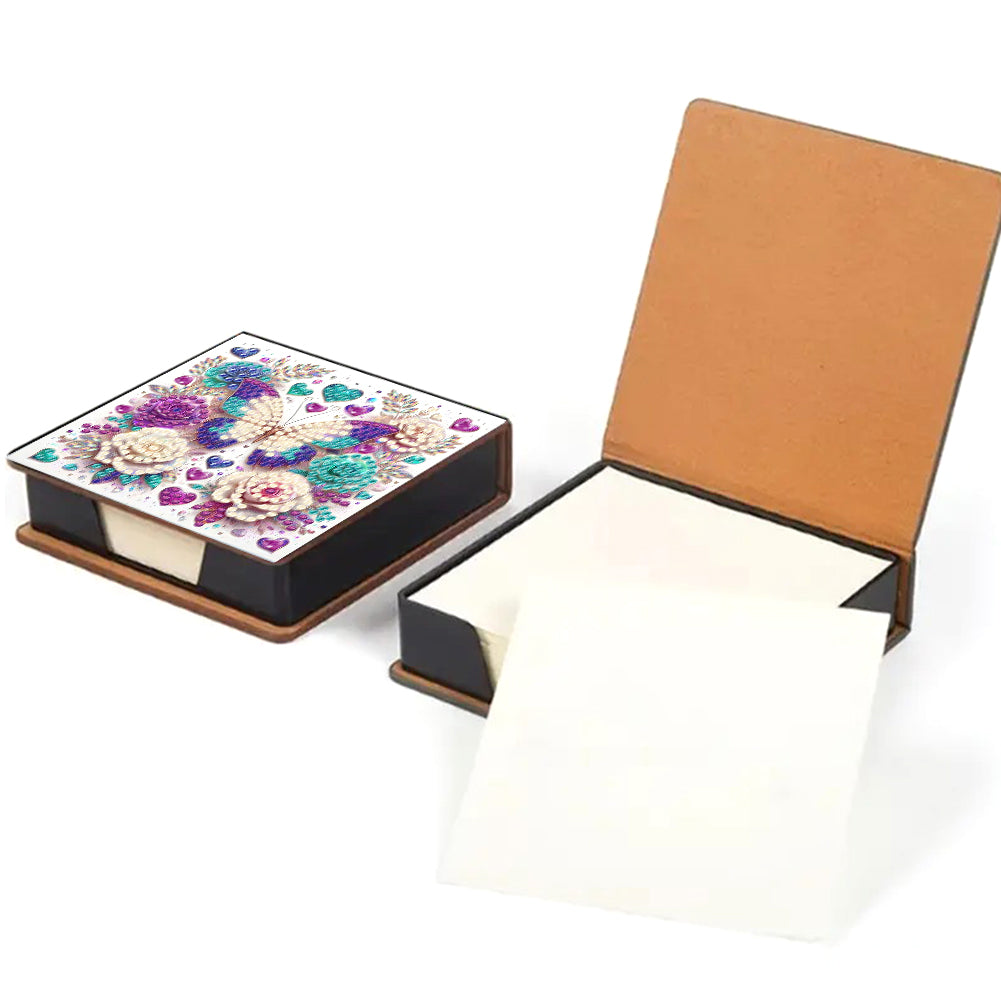 Butterfly Leather Diamond Art Note Box with 160 Sheets of Paper for Beginners