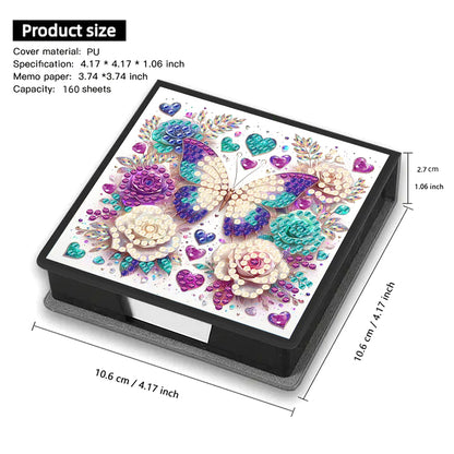 Butterfly Leather Diamond Art Note Box with 160 Sheets of Paper for Beginners