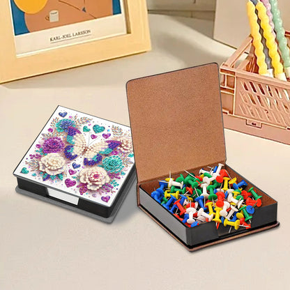 Butterfly Leather Diamond Art Note Box with 160 Sheets of Paper for Beginners