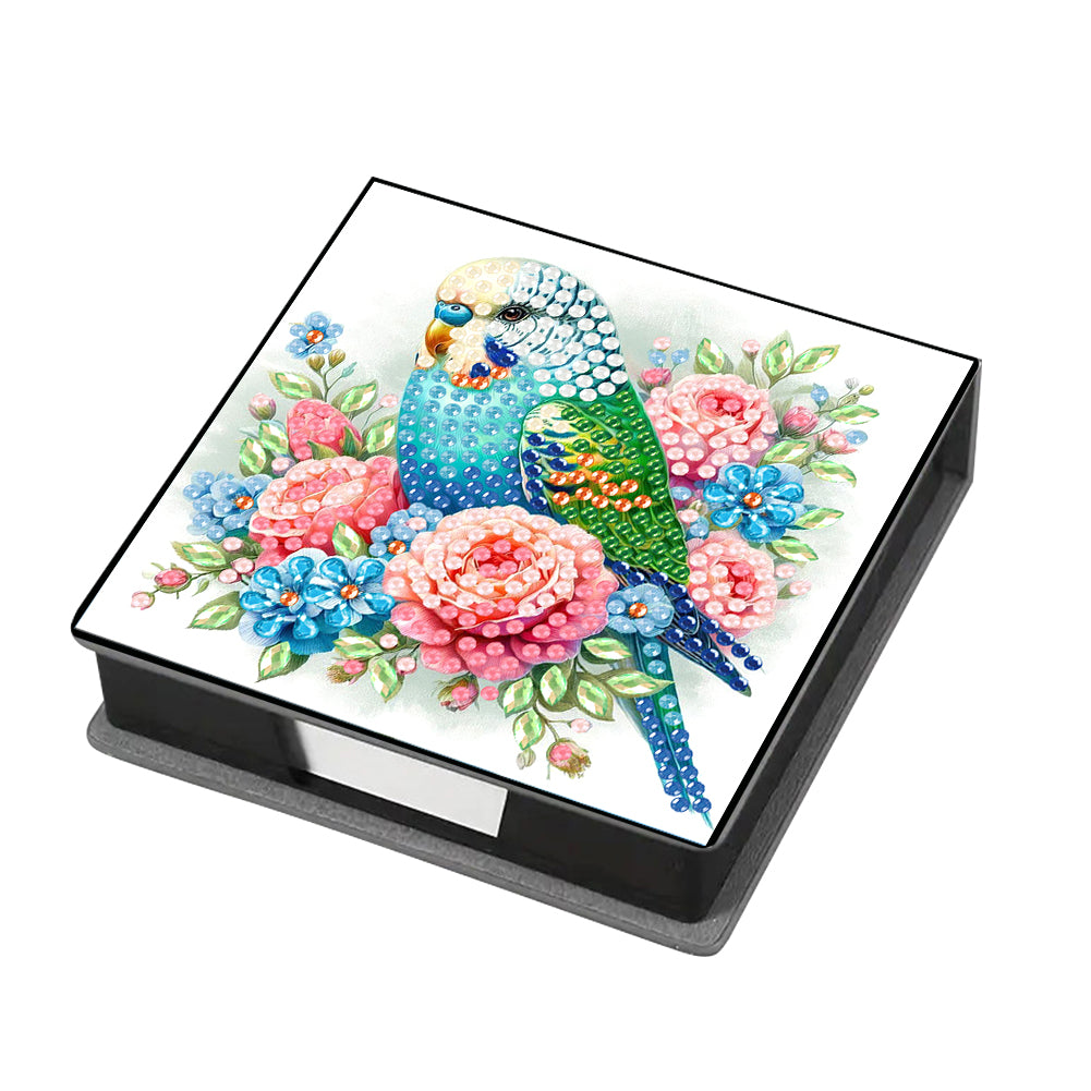 Bird Leather Diamond Art Note Box with 160 Sheets of Paper for Beginners