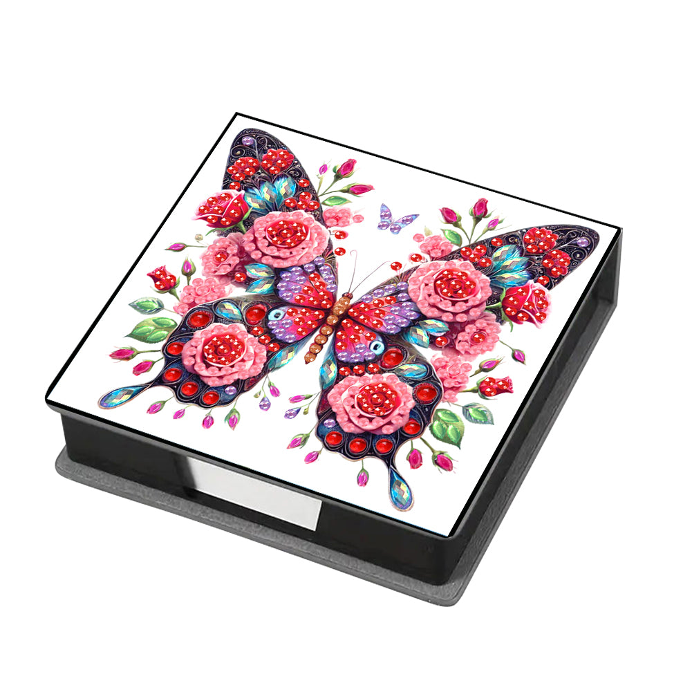 Butterfly Leather Diamond Art Note Box with 160 Sheets of Paper for Beginners