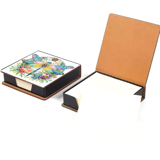 Dragonfly Leather Diamond Art Note Box with 160 Sheets of Paper for Beginners
