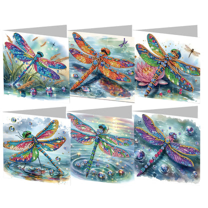6pcs Diamond Painting Greeting Cards DIY Diamond Art Cards for Adults(Dragonfly)