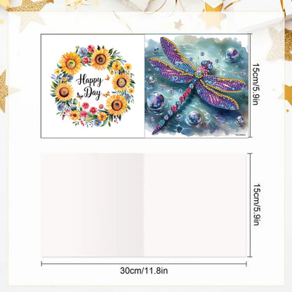 6pcs Diamond Painting Greeting Cards DIY Diamond Art Cards for Adults(Dragonfly)