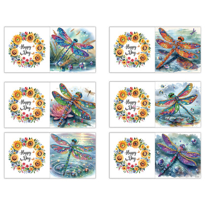 6pcs Diamond Painting Greeting Cards DIY Diamond Art Cards for Adults(Dragonfly)