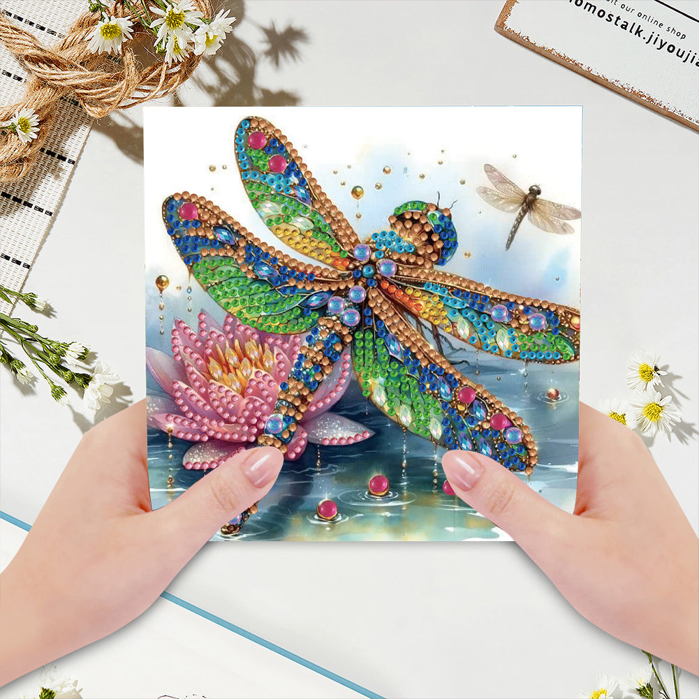 6pcs Diamond Painting Greeting Cards DIY Diamond Art Cards for Adults(Dragonfly)