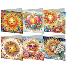 Load image into Gallery viewer, 6pcs Diamond Painting Greeting Cards DIY Diamond Art Cards for Adults (Sun)
