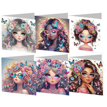 Load image into Gallery viewer, 6pcs Diamond Painting Greeting Cards DIY Diamond Art Cards for Adults (Girl B)
