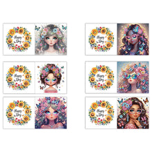 Load image into Gallery viewer, 6pcs Diamond Painting Greeting Cards DIY Diamond Art Cards for Adults (Girl B)
