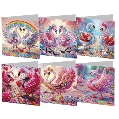 6pcs Diamond Painting Greeting Cards DIY Diamond Art Cards for Adults (Swan)