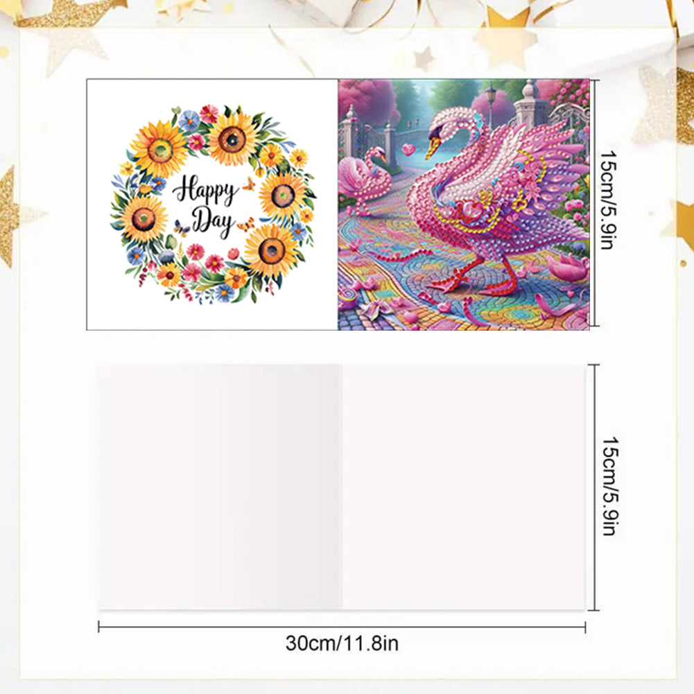 6pcs Diamond Painting Greeting Cards DIY Diamond Art Cards for Adults (Swan)