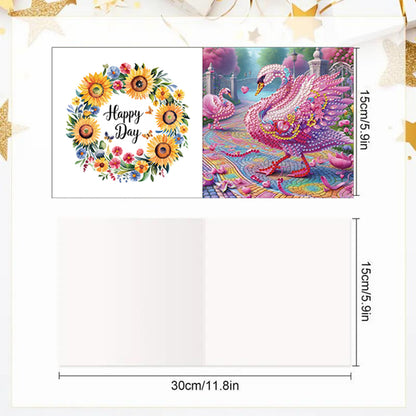 6pcs Diamond Painting Greeting Cards DIY Diamond Art Cards for Adults (Swan)
