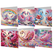 Load image into Gallery viewer, 6pcs Diamond Painting Greeting Cards DIY Diamond Art Cards for Adults (Swan)
