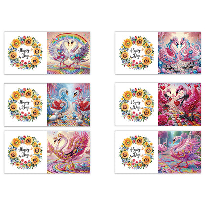 6pcs Diamond Painting Greeting Cards DIY Diamond Art Cards for Adults (Swan)