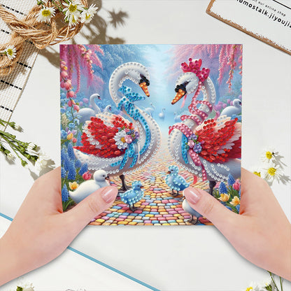 6pcs Diamond Painting Greeting Cards DIY Diamond Art Cards for Adults (Swan)