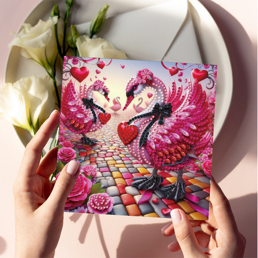 6pcs Diamond Painting Greeting Cards DIY Diamond Art Cards for Adults (Swan)