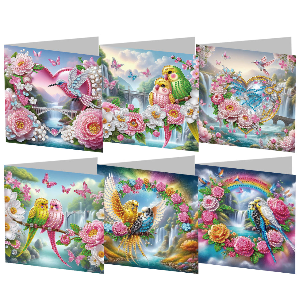 6pcs Diamond Painting Greeting Cards DIY Diamond Art Cards for Adults (Bird)