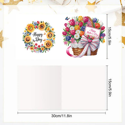 6pcs Diamond Painting Greeting Cards DIY Diamond Art Cards (Flower Basket)