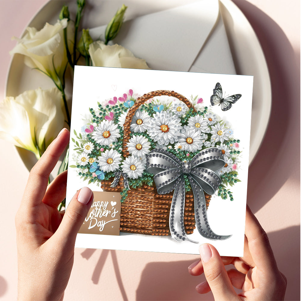 6pcs Diamond Painting Greeting Cards DIY Diamond Art Cards (Flower Basket)