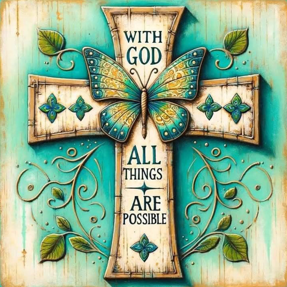 Diamond Painting - Full Round - Cross Butterfly (30*30CM)